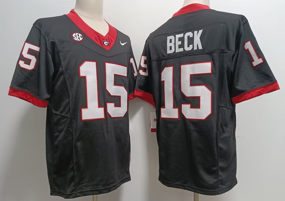 2024 NCAA Men Bulldog 15 Carson Beck black nike jerseys